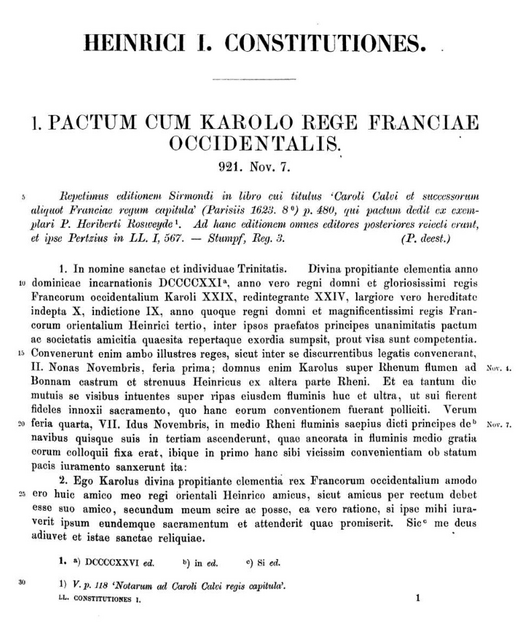 Digitalisat der ersten Seite des Bonner Vertrags mit dem Titel Constitutiones